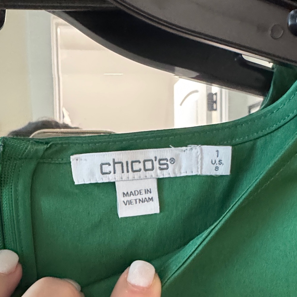 Chico's Vibrant Green Dress with Eyelet Sleeves - Picture 2 of 7